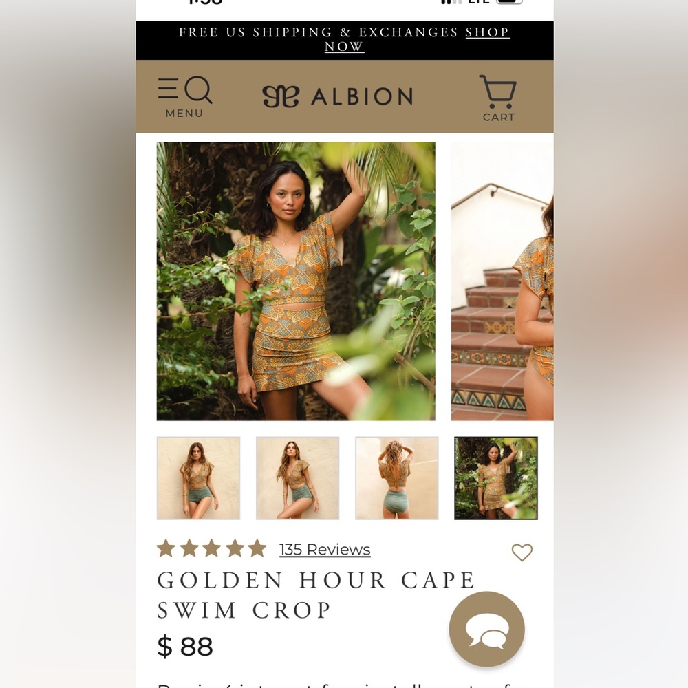 ALBION FIT GOLDEN HOUR CAPE CROP Size Small